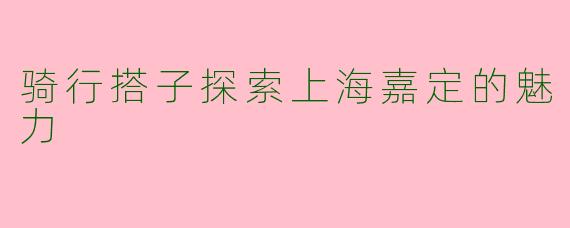 骑行搭子探索上海嘉定的魅力