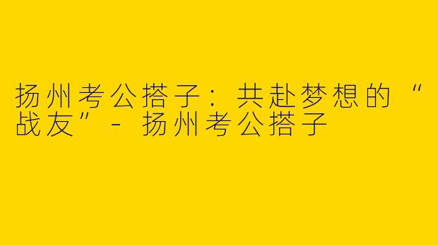 扬州考公搭子：共赴梦想的“战友”-扬州考公搭子