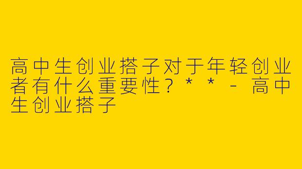 高中生创业搭子对于年轻创业者有什么重要性？**