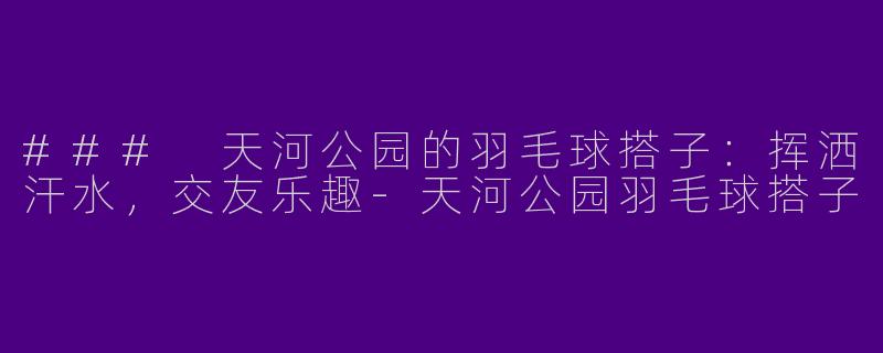 ### 天河公园的羽毛球搭子：挥洒汗水，交友乐趣-天河公园羽毛球搭子