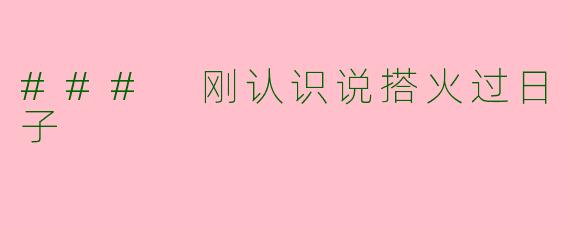 ### 刚认识说搭火过日子