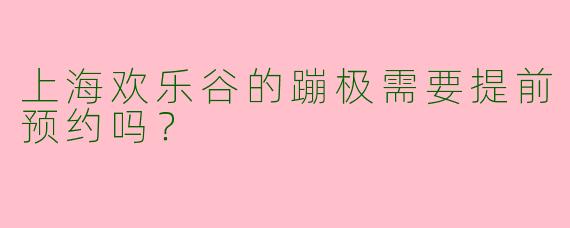 上海欢乐谷的蹦极需要提前预约吗？