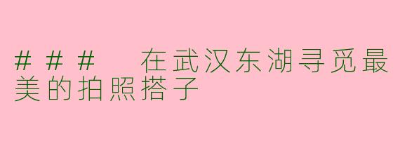 ### 在武汉东湖寻觅最美的拍照搭子