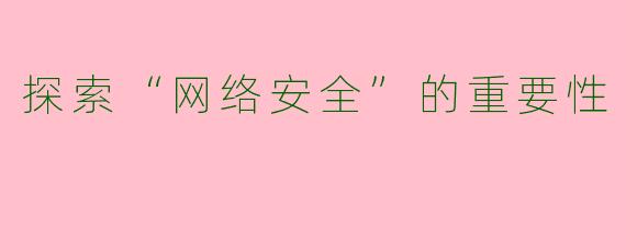 探索“网络安全”的重要性