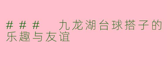 ### 九龙湖台球搭子的乐趣与友谊