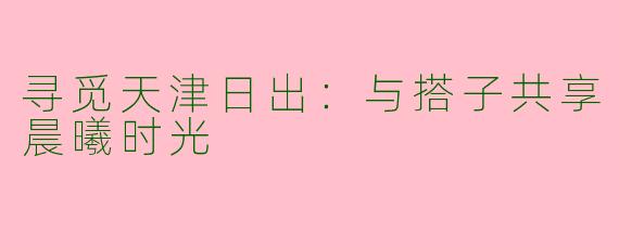 寻觅天津日出:与搭子共享晨曦时光