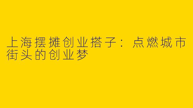 上海摆摊创业搭子：点燃城市街头的创业梦