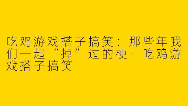 吃鸡游戏搭子搞笑:那些年我们一起“掉”过的梗