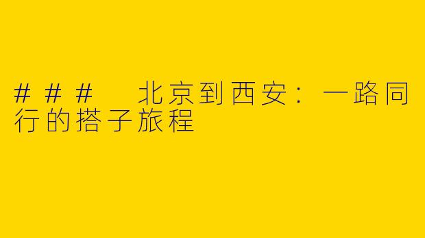 ### 北京到西安:一路同行的搭子旅程