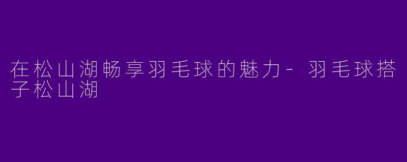 在松山湖畅享羽毛球的魅力-羽毛球搭子松山湖