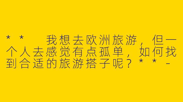 ** 我想去欧洲旅游，但一个人去感觉有点孤单，如何找到合适的旅游搭子呢？**