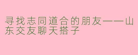 寻找志同道合的朋友——山东交友聊天搭子