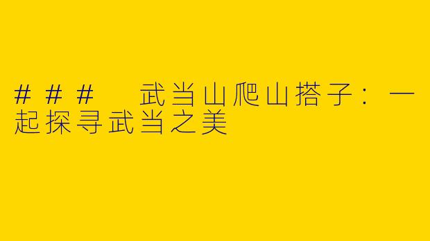 ### 武当山爬山搭子：一起探寻武当之美