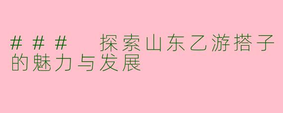 ### 探索山东乙游搭子的魅力与发展