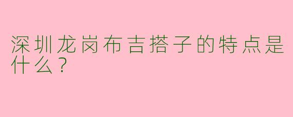 深圳龙岗布吉搭子的特点是什么？
