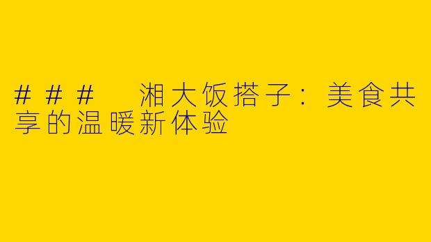 ### 湘大饭搭子:美食共享的温暖新体验
