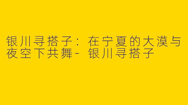 银川寻搭子：在宁夏的大漠与夜空下共舞-银川寻搭子