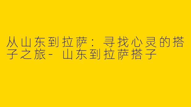 从山东到拉萨：寻找心灵的搭子之旅-山东到拉萨搭子