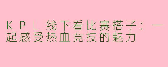 KPL线下看比赛搭子:一起感受热血竞技的魅力