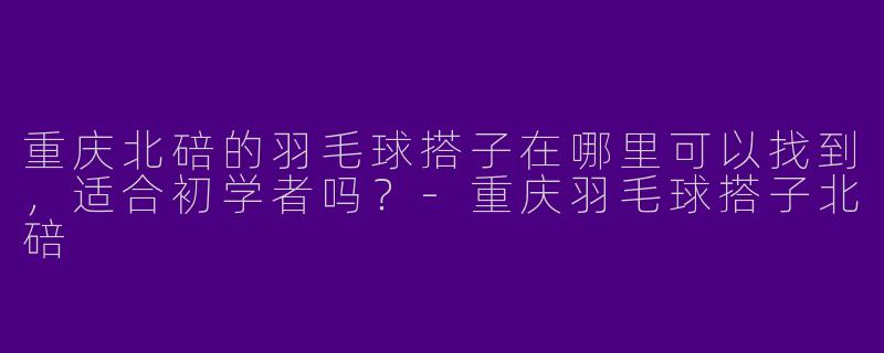 重庆北碚的羽毛球搭子在哪里可以找到,适合初学者吗?