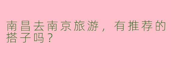 南昌去南京旅游,有推荐的搭子吗?