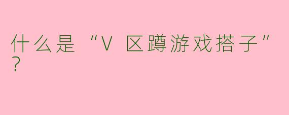 什么是“V区蹲游戏搭子”？  