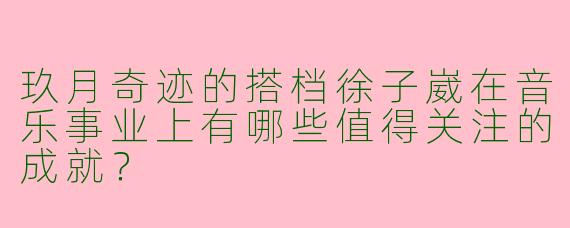 玖月奇迹的搭档徐子崴在音乐事业上有哪些值得关注的成就?