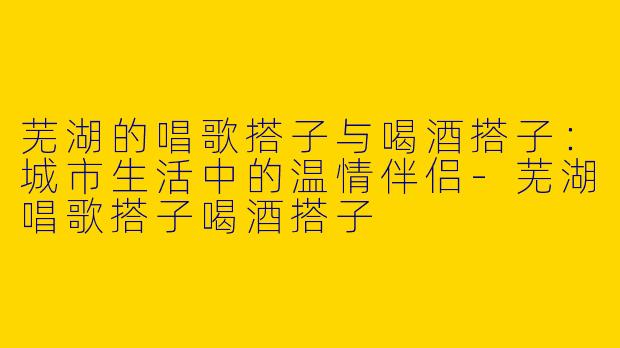 芜湖的唱歌搭子与喝酒搭子：城市生活中的温情伴侣-芜湖唱歌搭子喝酒搭子