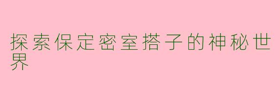 探索保定密室搭子的神秘世界