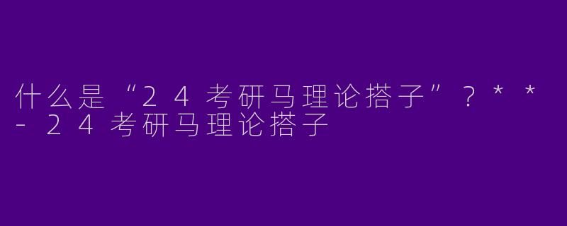什么是“24考研马理论搭子”？**