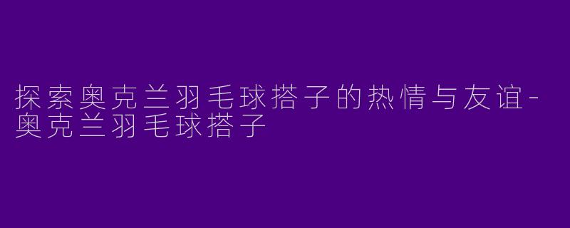 探索奥克兰羽毛球搭子的热情与友谊