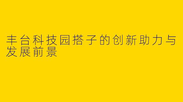 丰台科技园搭子的创新助力与发展前景