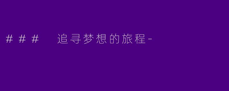 ### 追寻梦想的旅程-