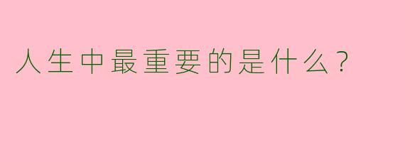 人生中最重要的是什么？  