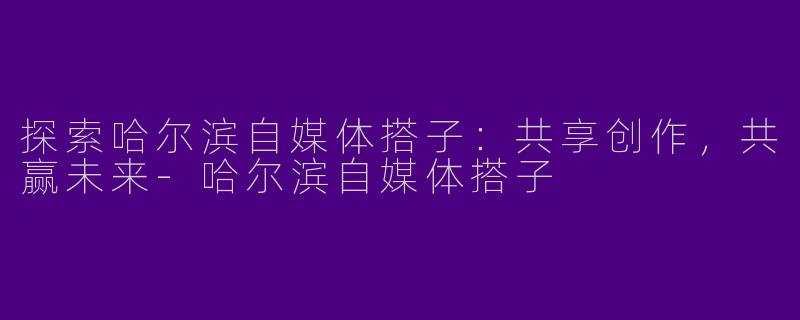探索哈尔滨自媒体搭子：共享创作，共赢未来-哈尔滨自媒体搭子