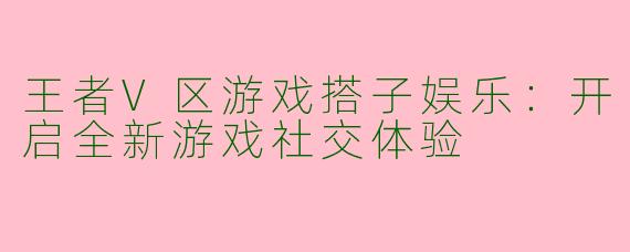 王者V区游戏搭子娱乐:开启全新游戏社交体验