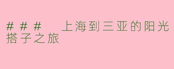 ### 上海到三亚的阳光搭子之旅