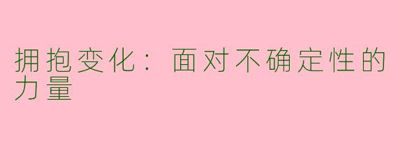 拥抱变化：面对不确定性的力量