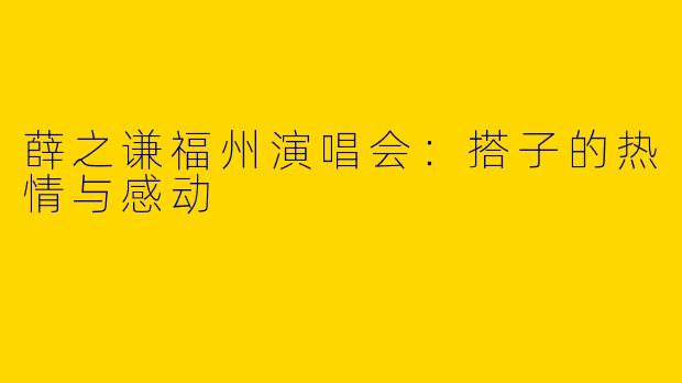 薛之谦福州演唱会：搭子的热情与感动