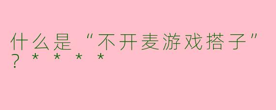 什么是“不开麦游戏搭子”?****