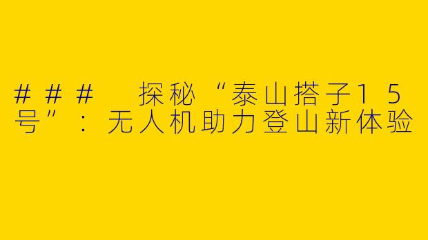 ### 探秘“泰山搭子15号”：无人机助力登山新体验