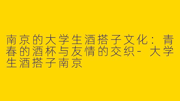 南京的大学生酒搭子文化：青春的酒杯与友情的交织-大学生酒搭子南京
