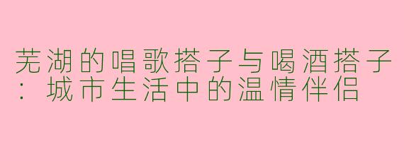 芜湖的唱歌搭子与喝酒搭子：城市生活中的温情伴侣
