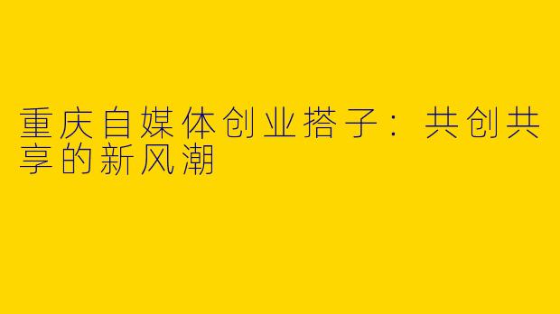 重庆自媒体创业搭子：共创共享的新风潮