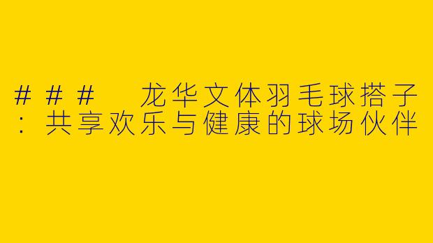 ### 龙华文体羽毛球搭子：共享欢乐与健康的球场伙伴