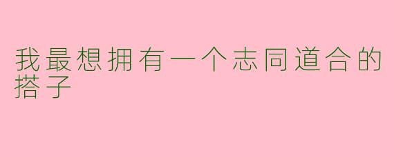 我最想拥有一个志同道合的搭子