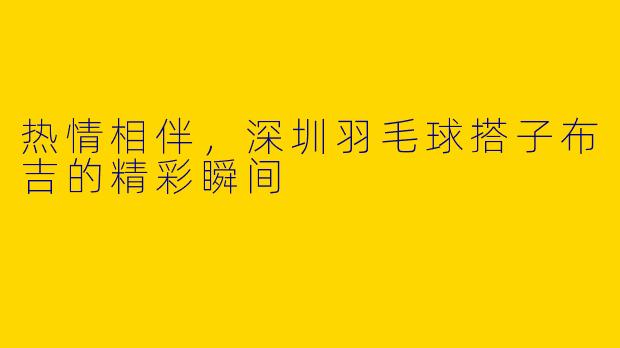热情相伴，深圳羽毛球搭子布吉的精彩瞬间