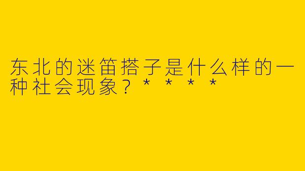 东北的迷笛搭子是什么样的一种社会现象？****