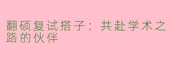 翻硕复试搭子：共赴学术之路的伙伴