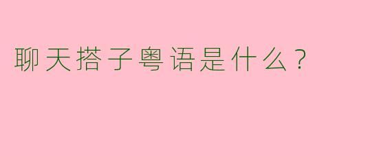 聊天搭子粤语是什么?